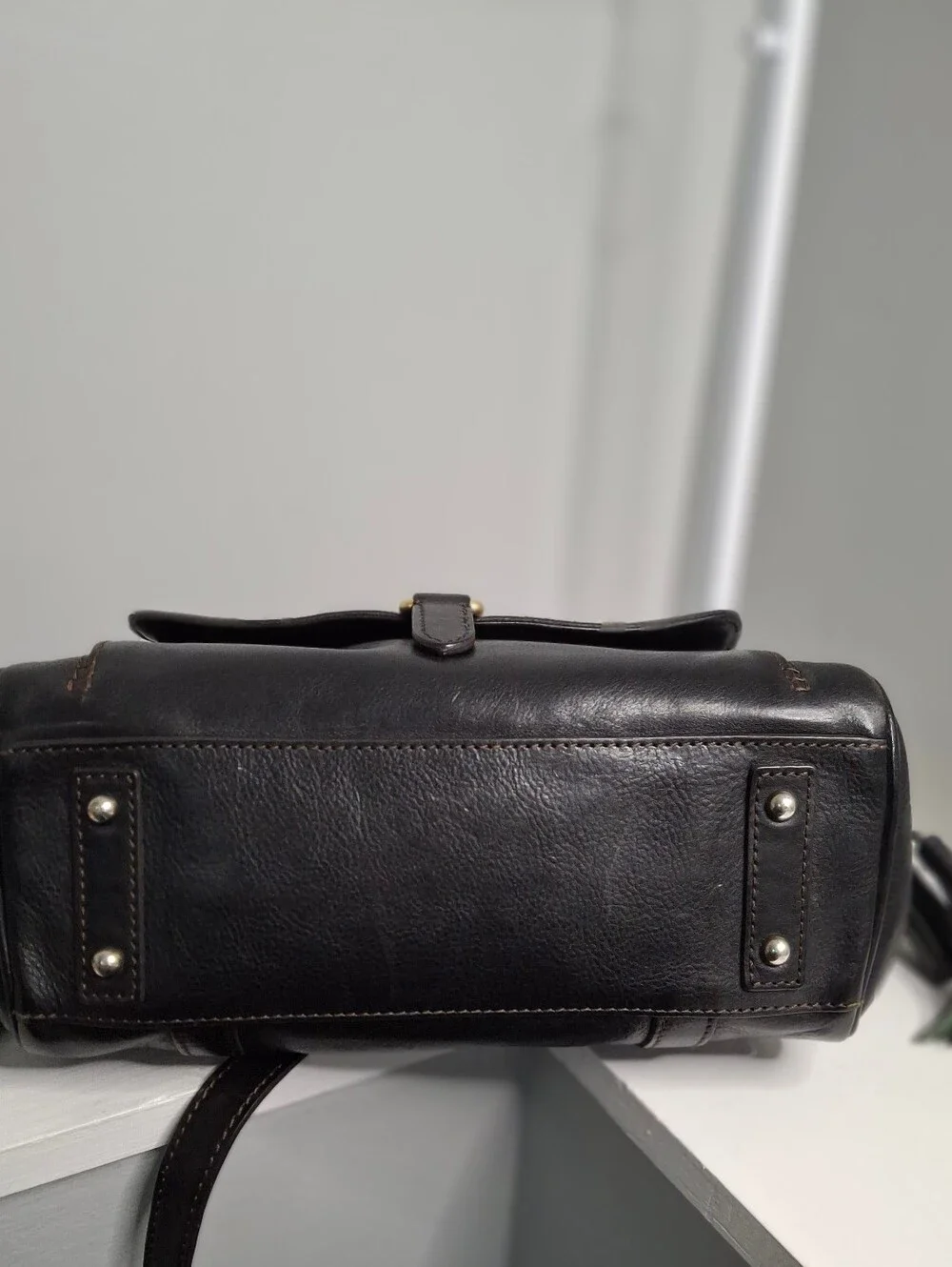 Dooney & Bourke Florentine Black Italian Leather Front Pocket Satchel Crossbody